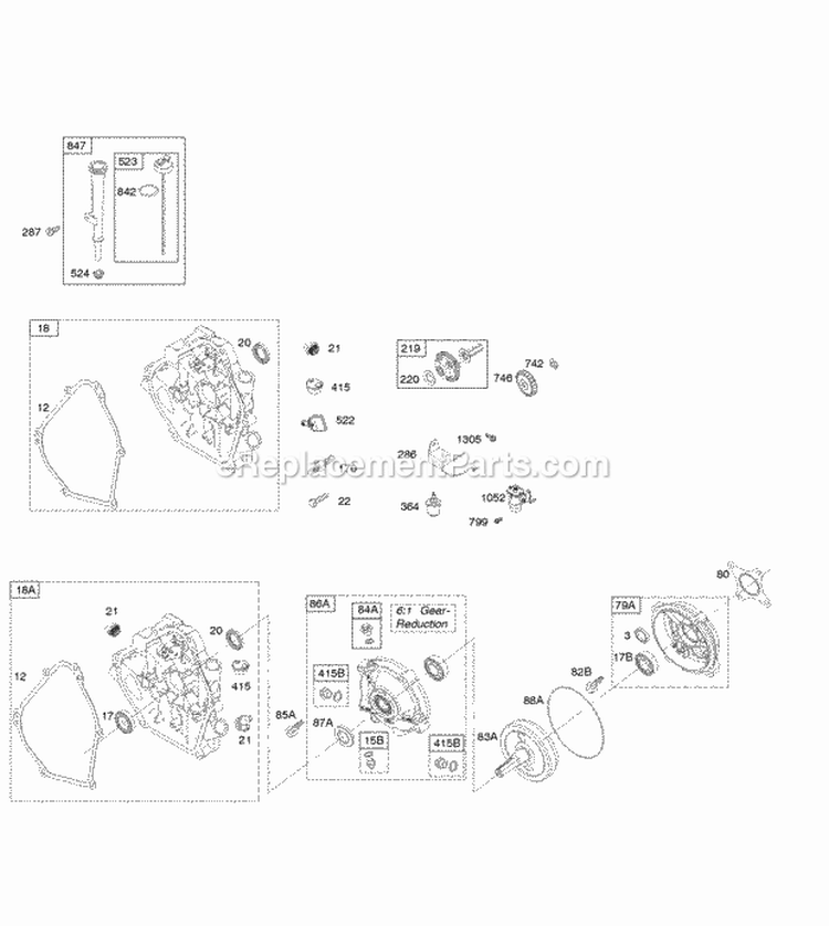 Crankcase Cover Gear Reduction Lubrication Diagram and Parts List for 121002-0147-H8  Briggs and Stratton Engine